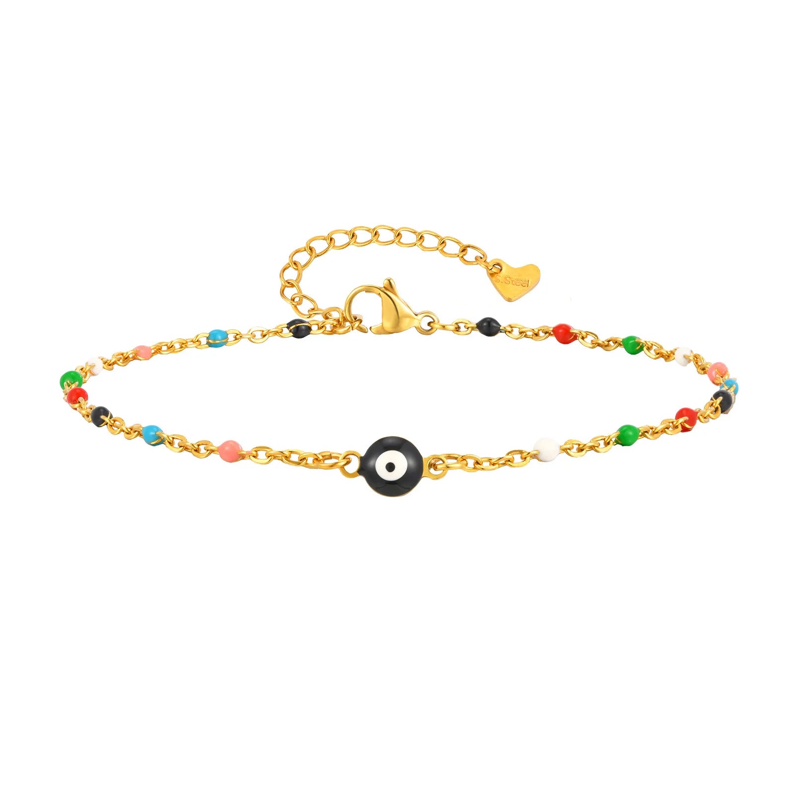 Edelstahl Glücksbringer Böses Auge Fußkettchen Armband für Frauen, blaues Auge Perlenkette Fußkettchen Sommer Strand Glücksbringer Amulett Geschenk