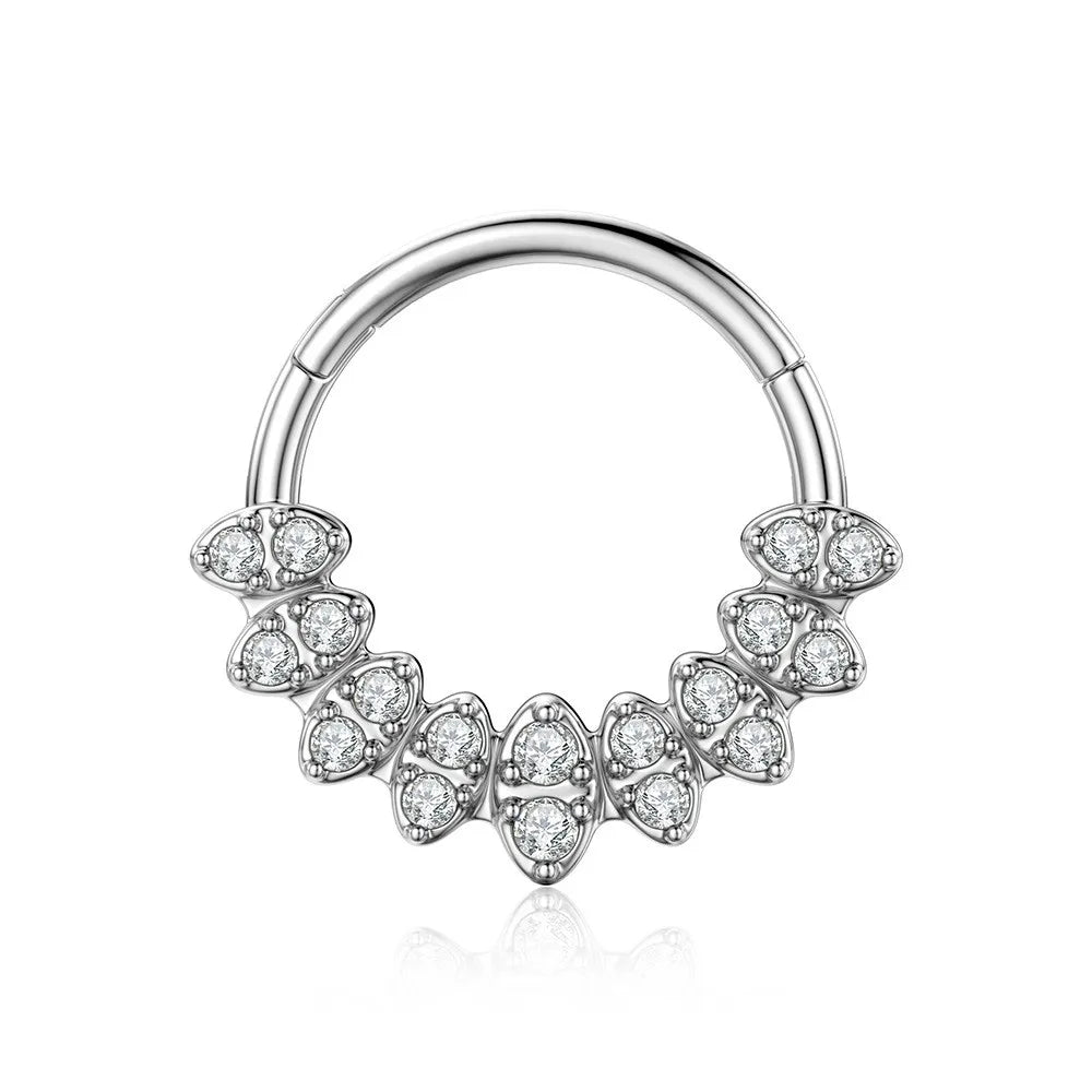 316L Chirurgischer Stahl Segment Nasenring Zirkon Septum Clicker Ohrknorpel Helix Daith Hoop Körperschmuck Piercing