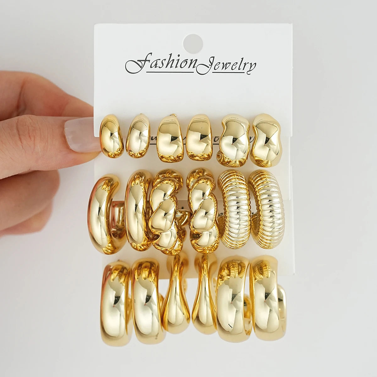 18 Teile/Set Mode Wassertropfen Ohrringe Für Frauen Vintage Übertreibende Geometrische Twist Creolen Personalisierte Schmuckgeschenke Neu