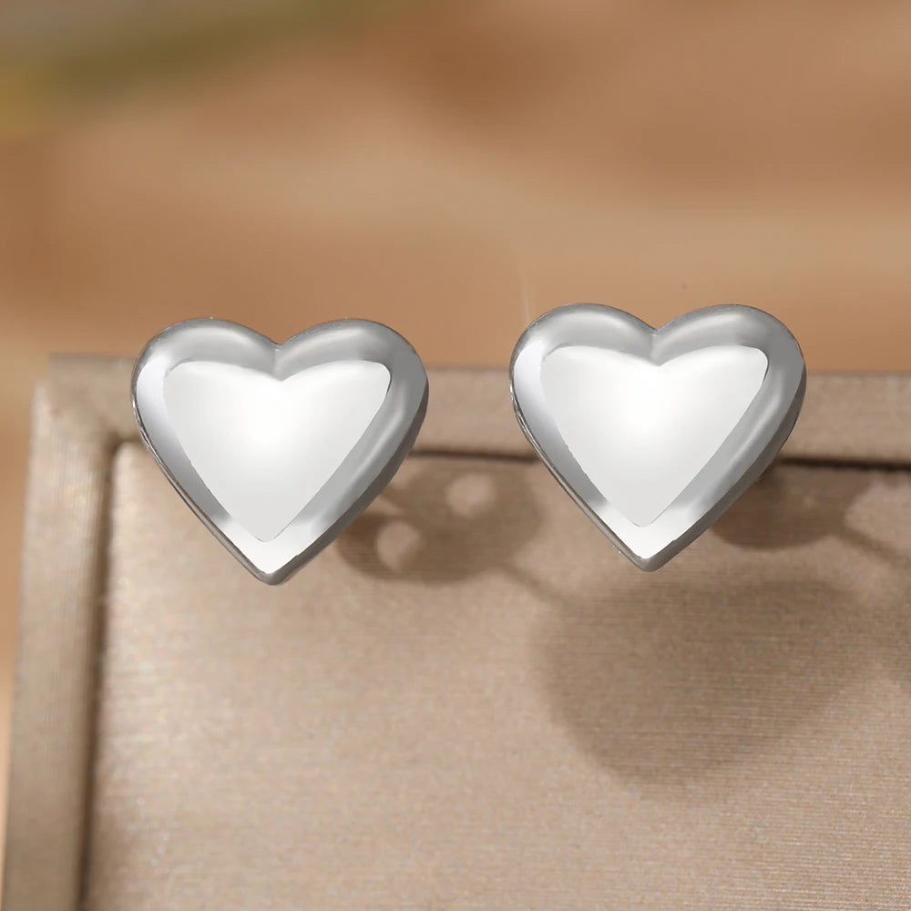 Edelstahl Ohrringe Kubisch Pfirsichherz Stecker High-End-Gefühl Verzierte Ohrringe für Frauen Schmuck Bankett Jubiläumsgeschenke Neu