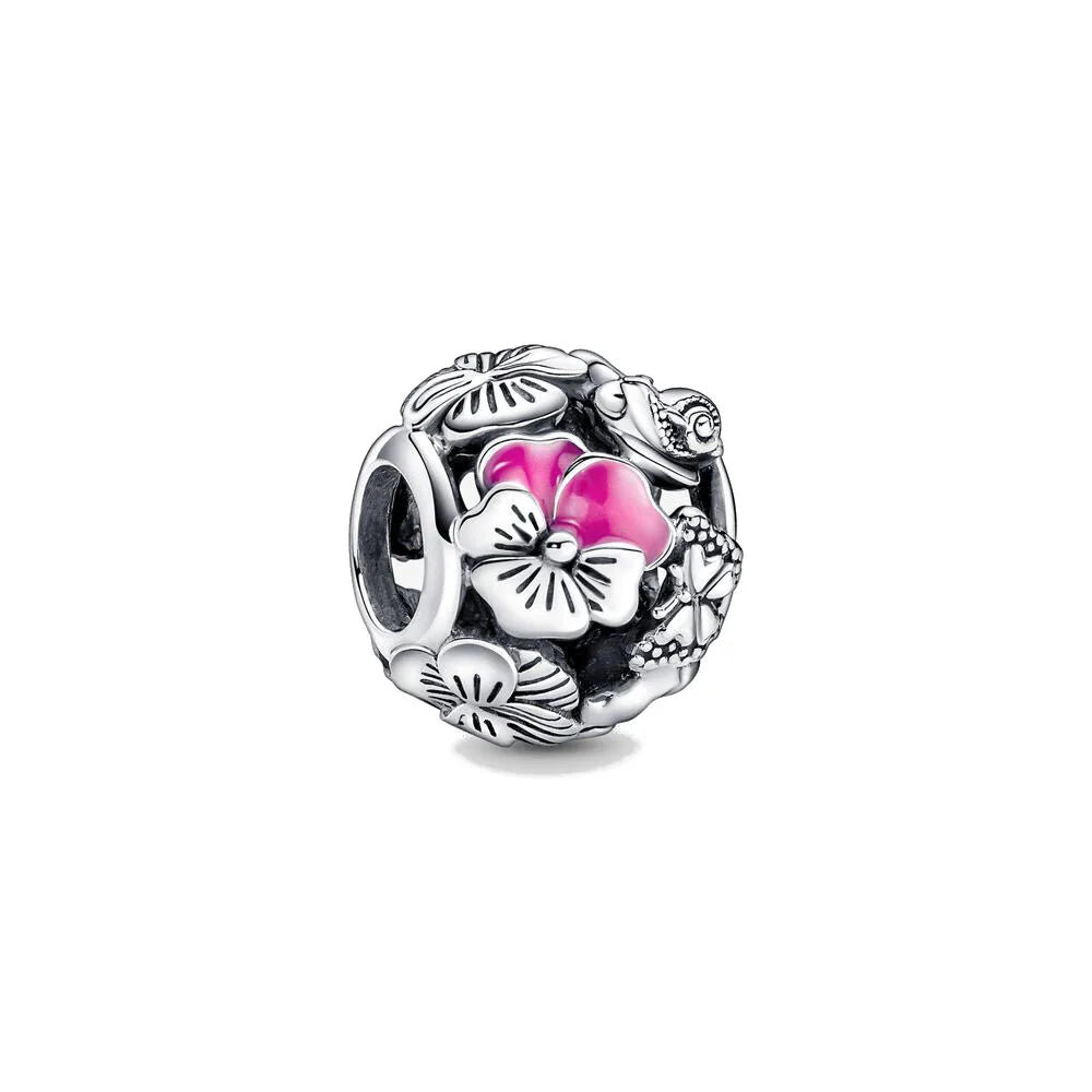 Europäisches Neues 925 Sterling Silber Frühling Neue Rosa Blume Ballon Katze Diy Perlen Charm Passend Europäische S925 Armband Armreifen