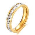 VQYSKO Square Zircon Stainless Steel Ring White Zircon Engagement Party Accessories Geometric Couple Custom Ring