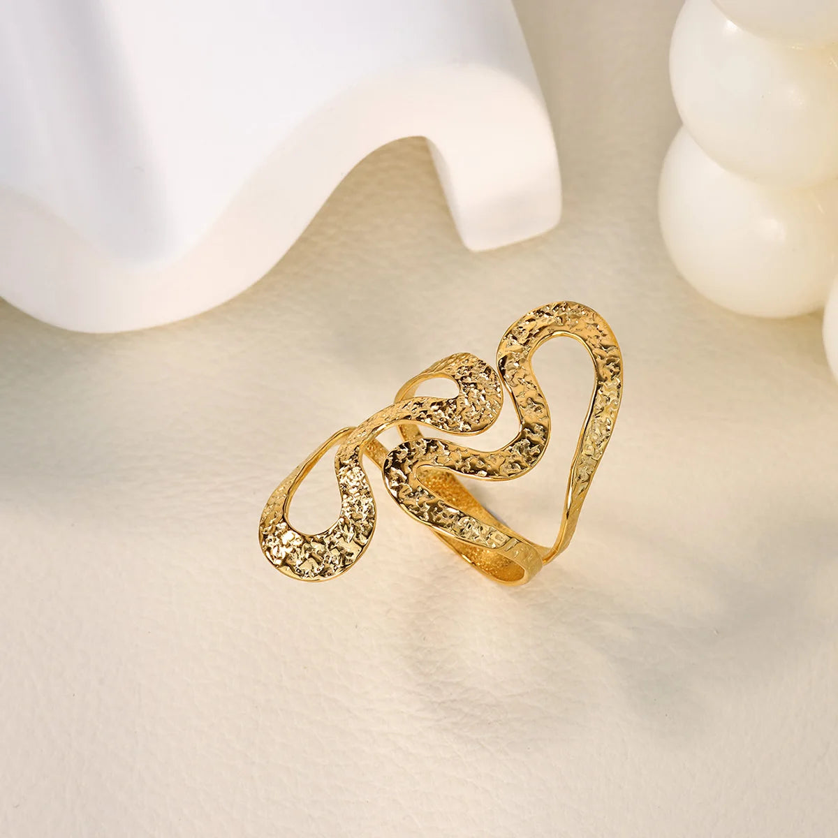 Edelstahl klobige breite Ringe für Frauen Vintage Goldfarbe geometrischer offener Fingerring Mode minimalistischer Schmuck Geschenk Femme