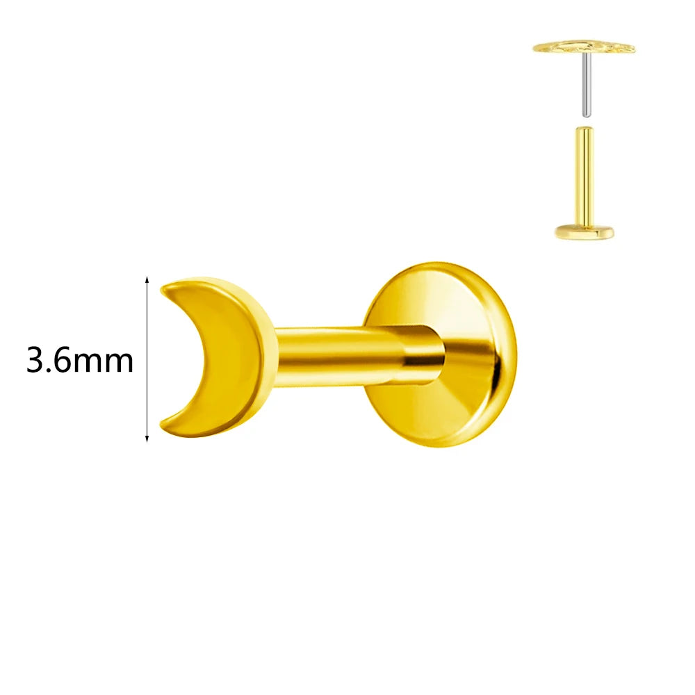 Winziger Wassertropfen Labret Piercing G23 Titan Opal Mond Push-In Zweig Ohrring Stecker Anhänger Gewindeloser Knorpelkörperschmuck