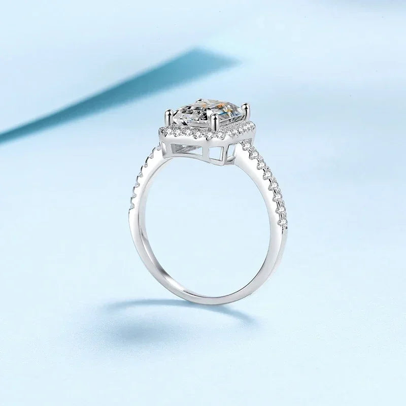 NeeTim 1ct 2ct Moissanit Ring für Damen Smaragdstrahlender Schliff Labor-Diamantringe Sterling Silber 925 mit vergoldetem Ehering
