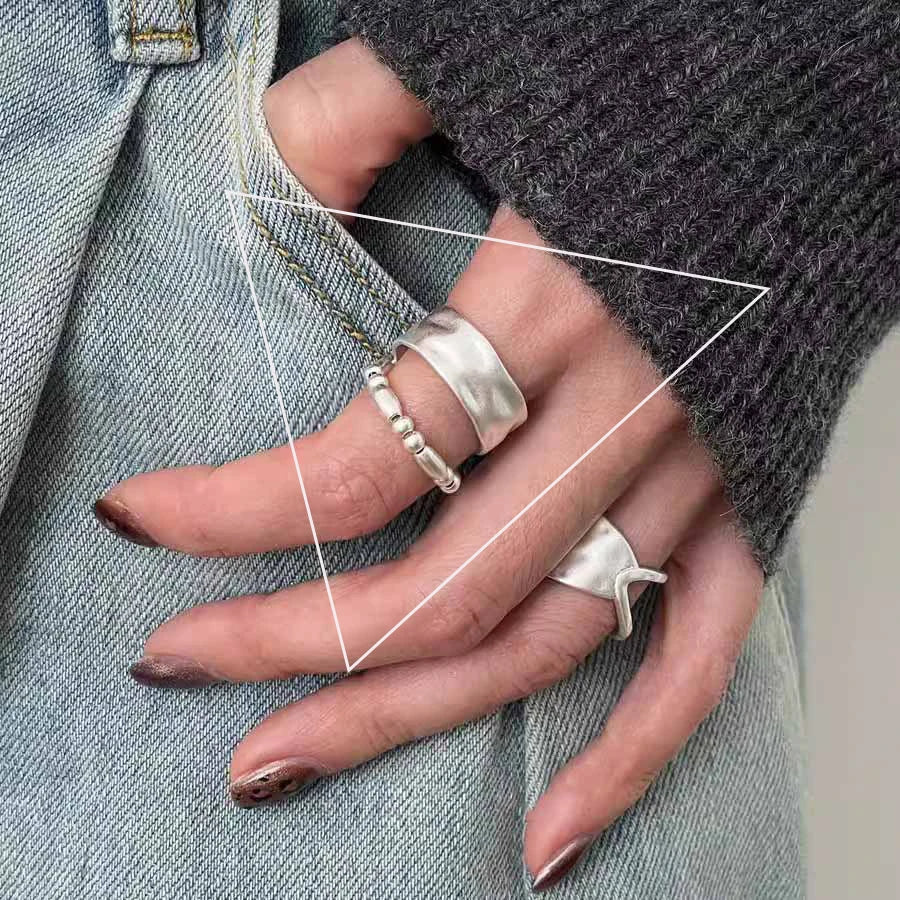 Anillo Nudo Cadena Plata de Ley 925 para Mujer, Anillo Ancho de Diseño Geométrico Rock Punk, Regalo de Joyería, Venta al por Mayor y Dropshipping