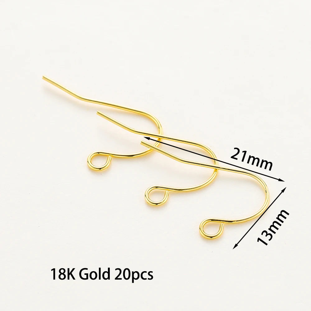 20 unidades/lote 6 estilos 14K 18K Alambres chapados en oro para pendientes con gancho para la oreja Suministros de cierres para pendientes para la fabricación de joyas DIY