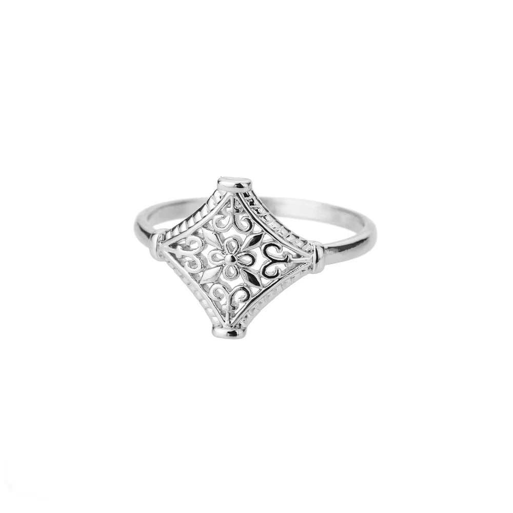 Vintage hohle Blumenringe für Frauen Männer Edelstahl Goldfarbe Ring Ästhetische Hochzeit Paarringe Boho Schmuckgeschenk