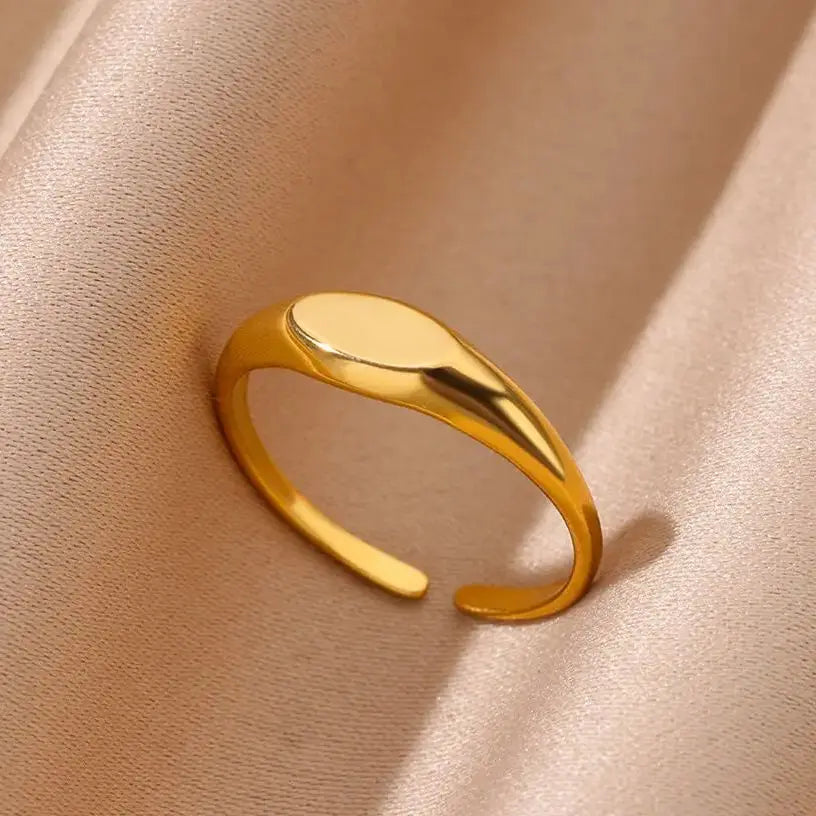 Modische ovale Ringe für Damen, goldfarben, Edelstahl, geometrischer offener Ring, Hochzeit, Statement-Schmuck, Trendgeschenk 2024 für die beste Freundin