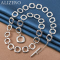 ALIZERO Collar de plata de ley 925 de 20 pulgadas con cadena de eslabones cuadrados para mujeres y hombres, joyería de moda para bodas y fiestas, regalos