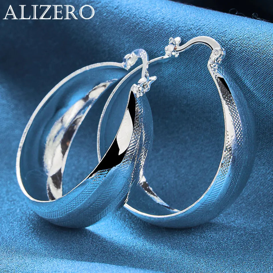 ALIZERO 925 Sterling Silber Ohrringe Einfache runde Kreolen Ohrringe für Frauen Mode Hochzeit Verlobung Charm Schmuck Geschenke