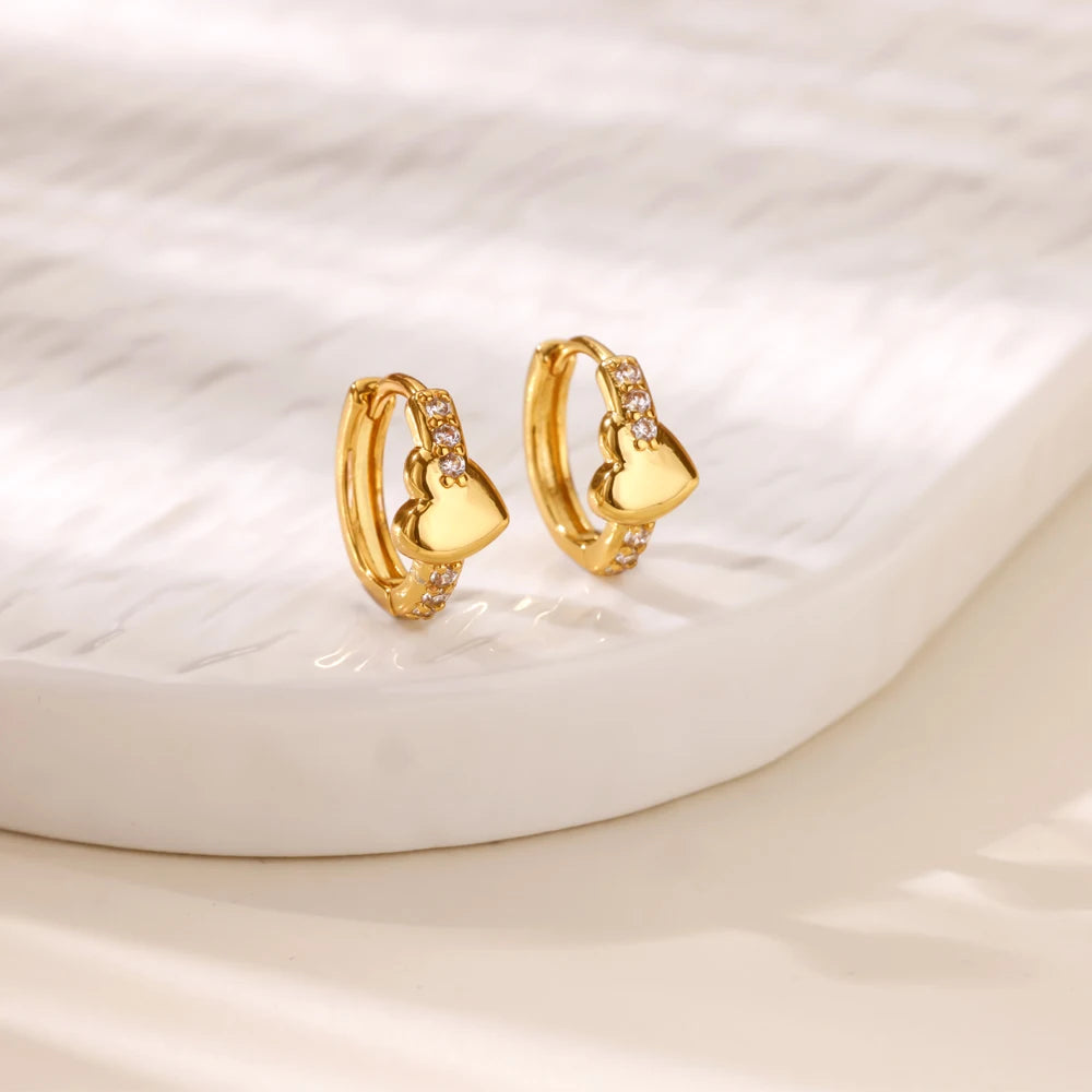 Luxuriöse Zirkon-Creolen für Damen, goldfarben, Edelstahl, Schmetterling, Herz, Schlange, Ohrringe, modischer Party-Hochzeitsschmuck, Geschenk