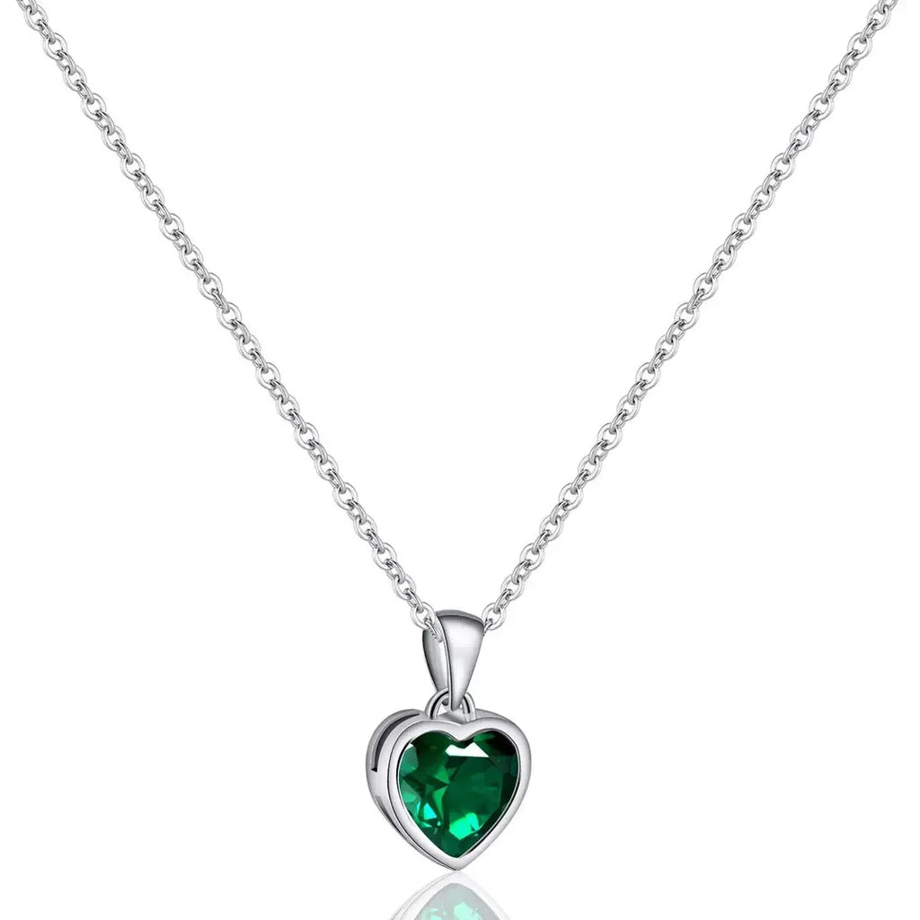 Collares con colgantes de cadena de plata de ley 925 con corazón rojo, verde y azul con circonita, accesorios de joyería de lujo para mujer, plata 925