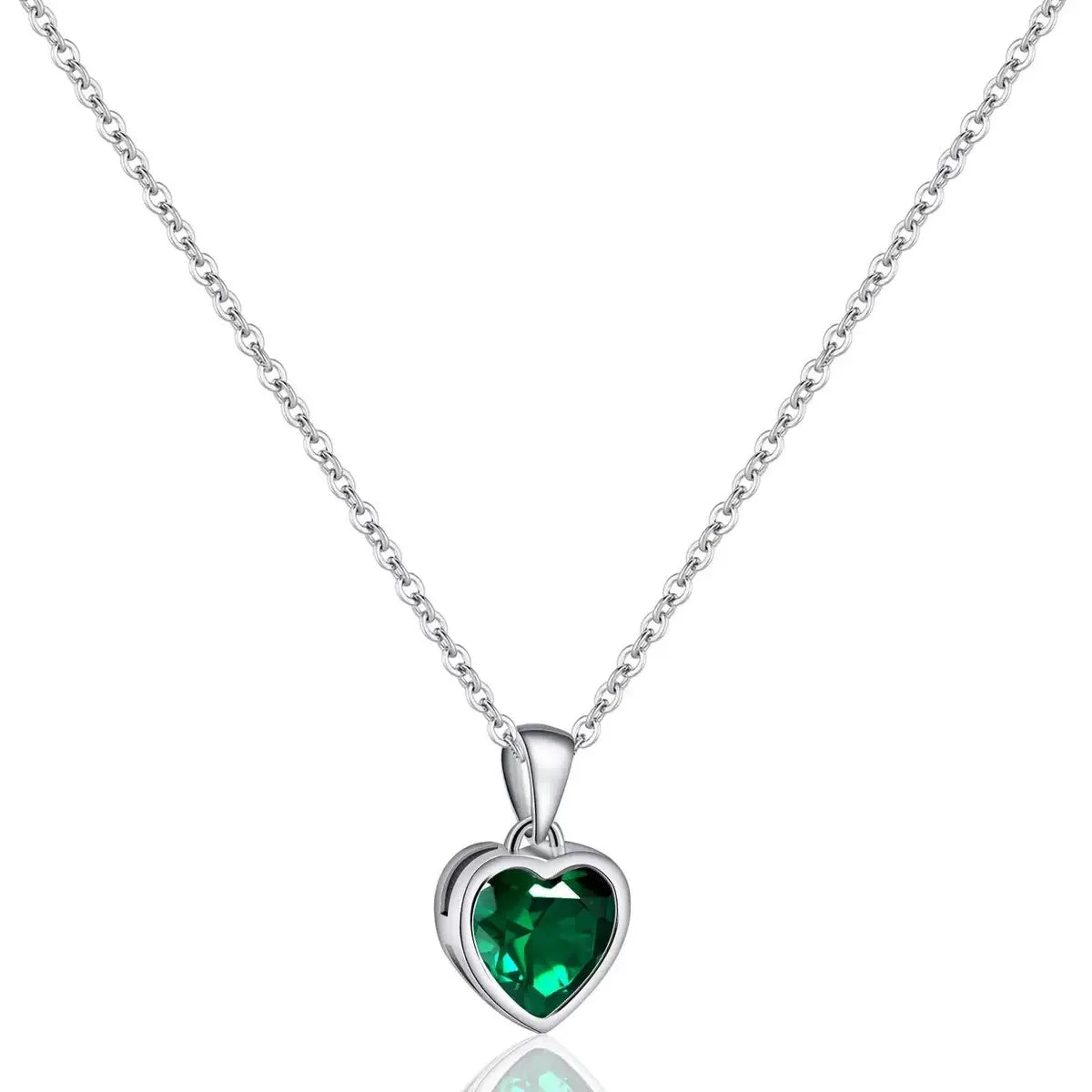 Collares con colgantes de cadena de plata de ley 925 con corazón rojo, verde y azul con circonita, accesorios de joyería de lujo para mujer, plata 925