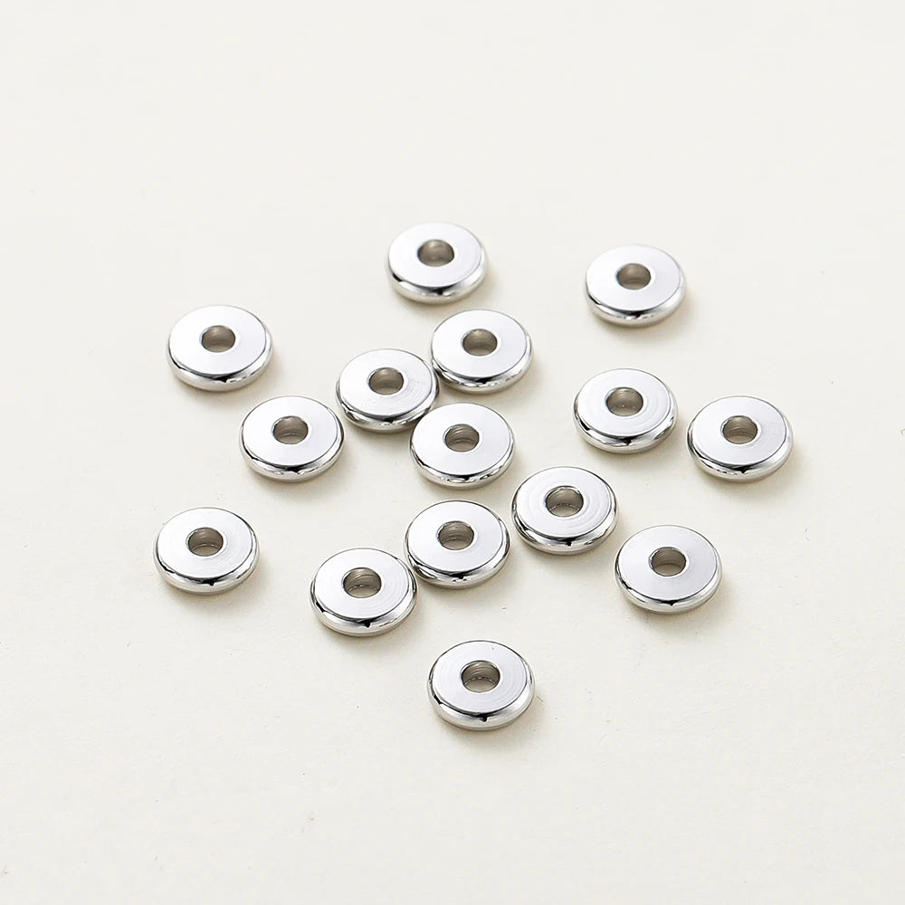 10-50 Stück 14K/18K Vergoldetes Messing 3-12mm Runde Spacer Perlen Flache Armbandperlen für DIY Schmuckherstellung Zubehör