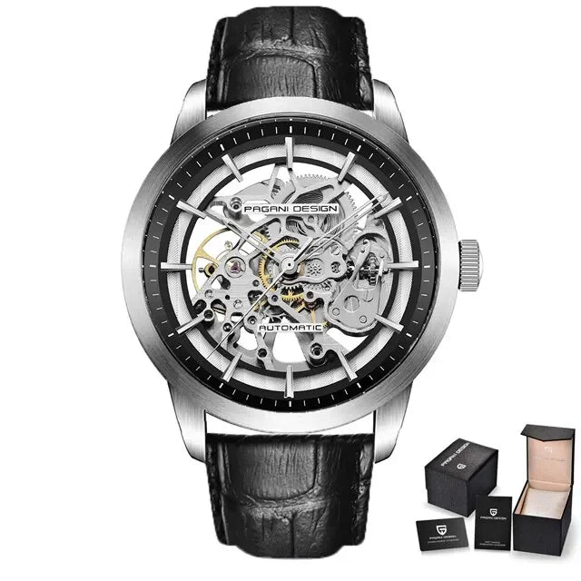 PAGANI DESIGN Reloj de Hombre de Negocios Lujo Esqueleto Hueco Correa de Cuero Reloj de Pulsera Masculino Nuevo Reloj Mecánico Masculino Relogio Masculino
