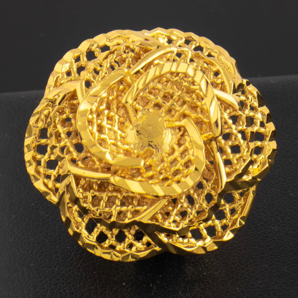 Anillos chapados en oro de 18 quilates de Etiopía, árabes, Dubái, para mujer, ajustables, para regalos de boda y fiesta