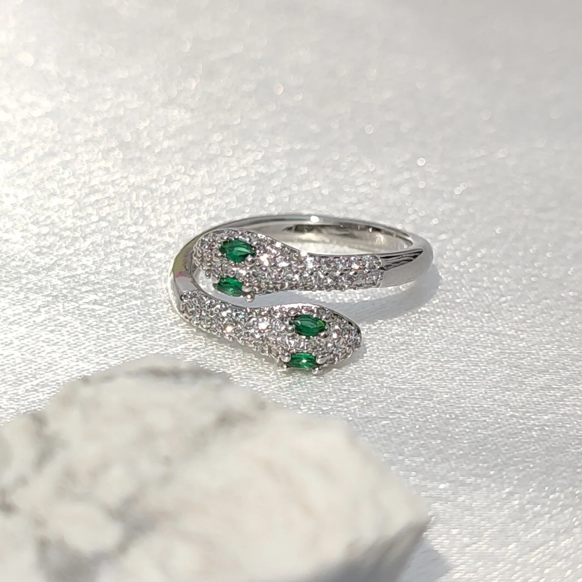 925 Sterling Silber Schlangen-Zirkon-Ringe für Frauen Hochzeit Luxus-Schmuck Großhandel Dropshipping