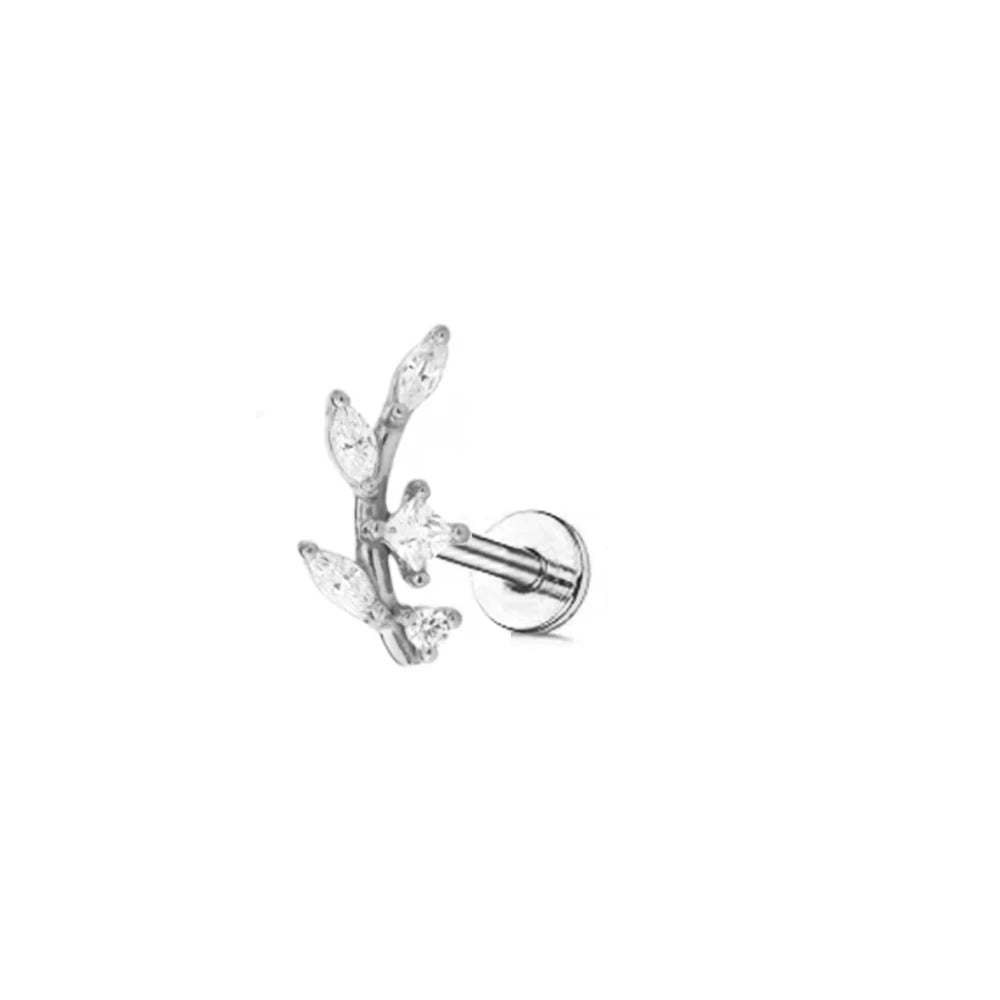 Piercing Labret de Rosca Interna Rayo Corona Abeja Flores Cartílago Pendiente Trago Conch Acero Inoxidable 316L Joyería Corporal