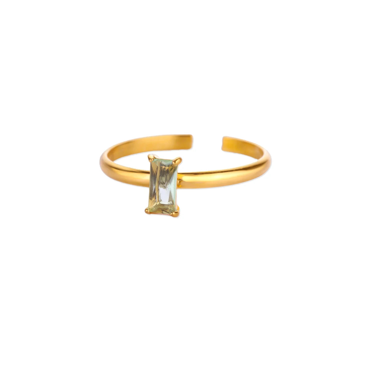 Edelstahl Geburtssteinringe für Damen Goldfarbe Zirkon Geburtsstein Öffnungsring Minimalistischer Weihnachts-Geburtstags-Schmuckgeschenk