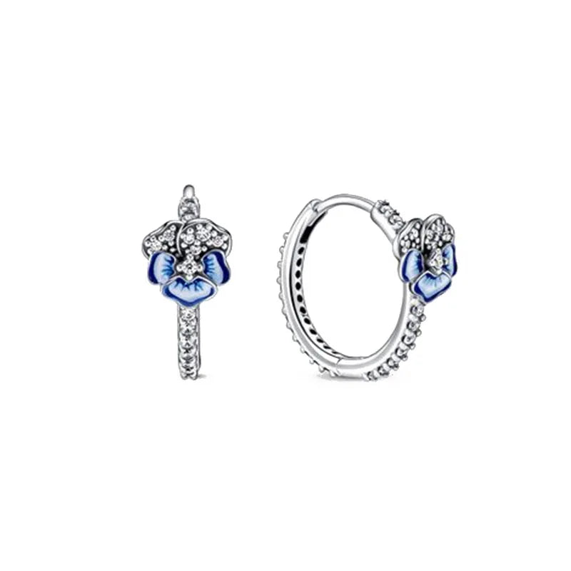 Nuevos pendientes de plata 925 con diseño de mariposa y flor, estilo europeo, para mujer, regalo de joyería exquisita para festivales