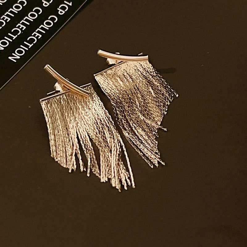 Fashion Statement Ohrringe Lange Statement Goldfarbene Bling Quastenohrringe Für Frauen Weibliche Hochzeit Täglich Anhänger Schmuck Geschenke