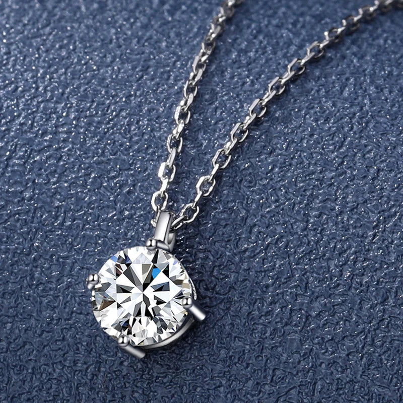 NeeTim 1CT 2CT Collar con Colgante de Moissanita Real para Mujer, Plata de Ley 925 de Alta Calidad, Joyería de Lujo para Boda, Fiesta Nupcial