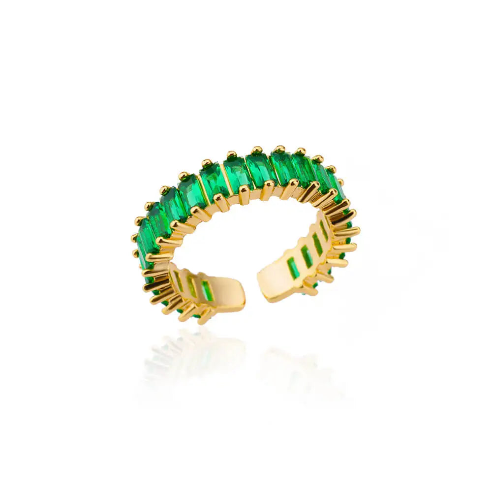 Mini Zirkon Grüne Ringe für Frauen Edelstahl Goldfarbe Verstellbarer Fingerring Verlobung Hochzeit Weihnachtsgeschenk Schmuck