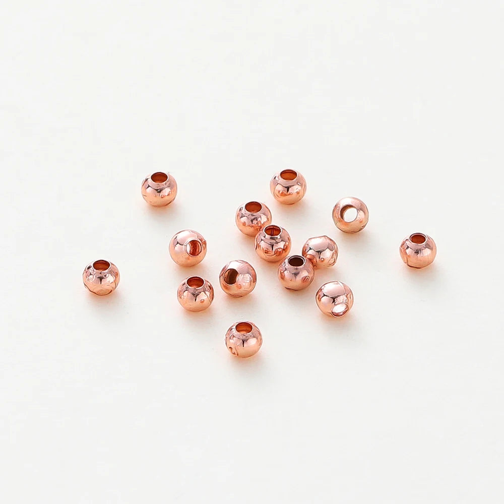 30-100 unidades de cuentas espaciadoras de latón chapado en oro de 14K/18K de 2/2,5/3/4/5/6 mm para la fabricación de joyas, accesorios, abalorios al por mayor