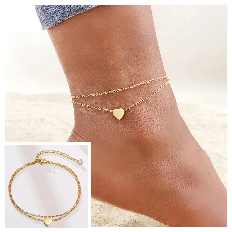 Schlangenketten-Fußkettchen für Damen und Mädchen, verstellbar, Sommer-Strand-Fußkettchen, Armband, Muttertagsgeschenke, Edelstahl, nicht allergisch
