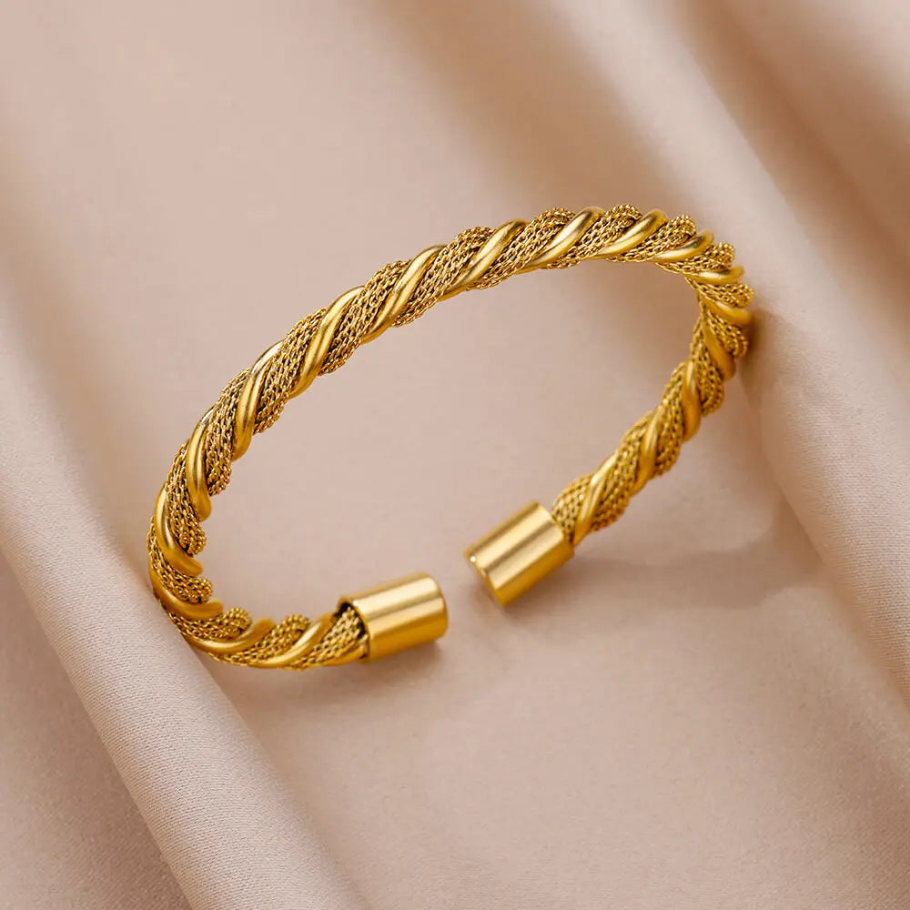 Schlangen Armreif Armband für Damen Edelstahl Vergoldet Öffnungsarmreif Tier Ästhetischer Schmuck pulseras mujer