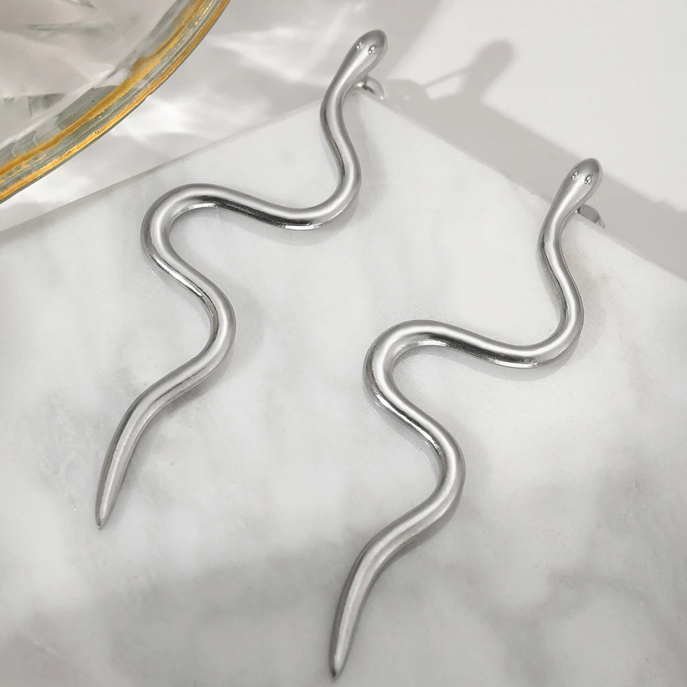 Edelstahl-Ohrringe Europa und die Vereinigten Staaten Design Schlange Ohrstecker Feine Ohrringe für Frauen Schmuck Trendprodukte Neu eingetroffen