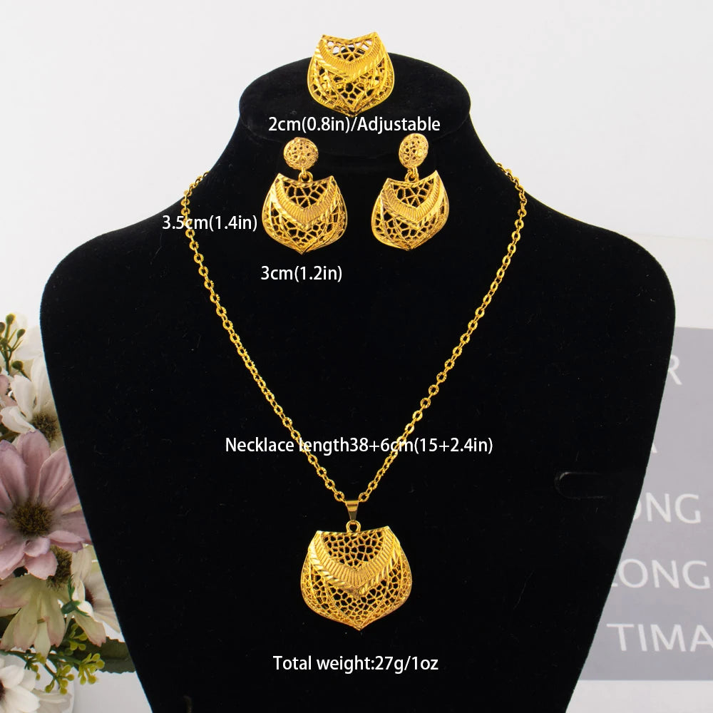 Modeschmuck-Set aus Gold, Edelstahl-Ohrringe und Halsketten für Damen, einfaches Persönlichkeitsgeschenk, Hochzeitsfeier-Accessoires