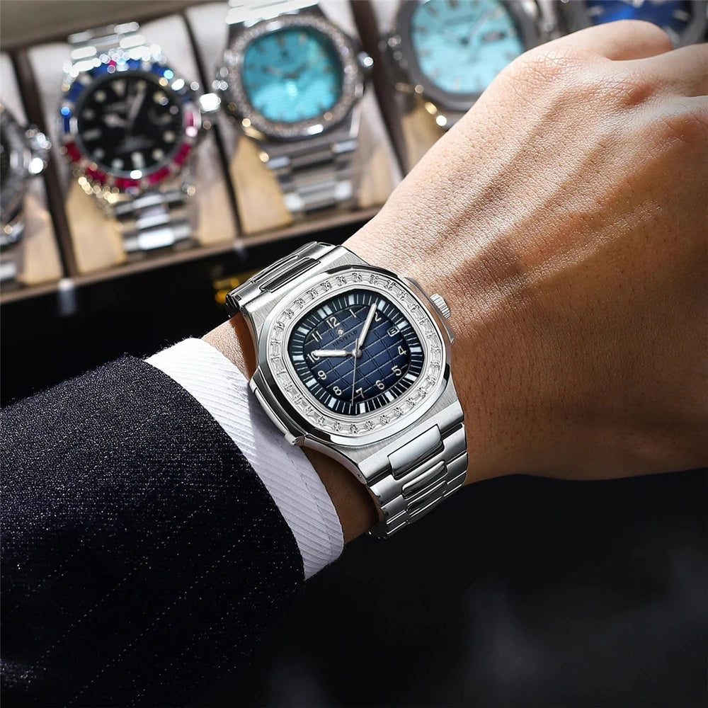 Nuevo reloj digital simple de diamantes para hombre, regalos, relojes de pulsera de cuarzo de moda, relojes automáticos para hombre, reloj de hombre Montre Homme