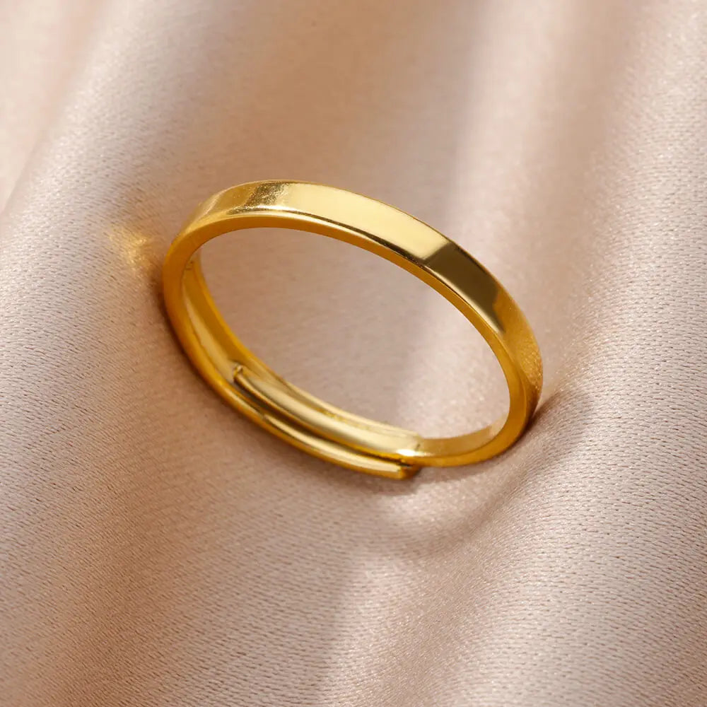 Edelstahl klobige breite Ringe für Frauen Vintage Goldfarbe geometrischer offener Fingerring Mode minimalistischer Schmuck Geschenk Femme