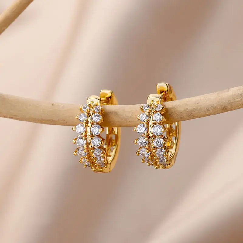 Zirkon Ohrhänger Ohrringe für Frauen Edelstahl Creolen Piercing Ohrringe Trending 2024 Neuer Schmuck Ohrringe Damen Bijoux Femme