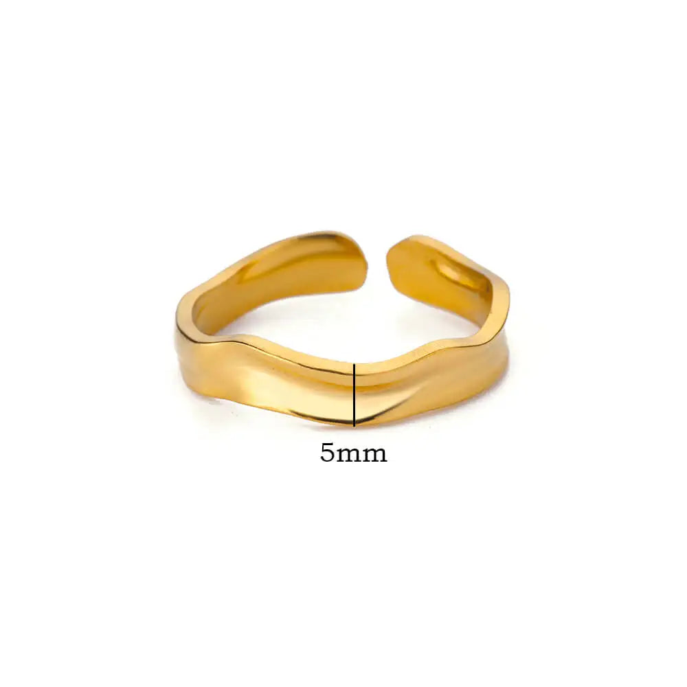 Edelstahl-Minimalist-Textur offene Ringe für Frauen Goldfarbe Hochzeit Ästhetischer Ring Trendige koreanische Stil-Accessoires Anillo