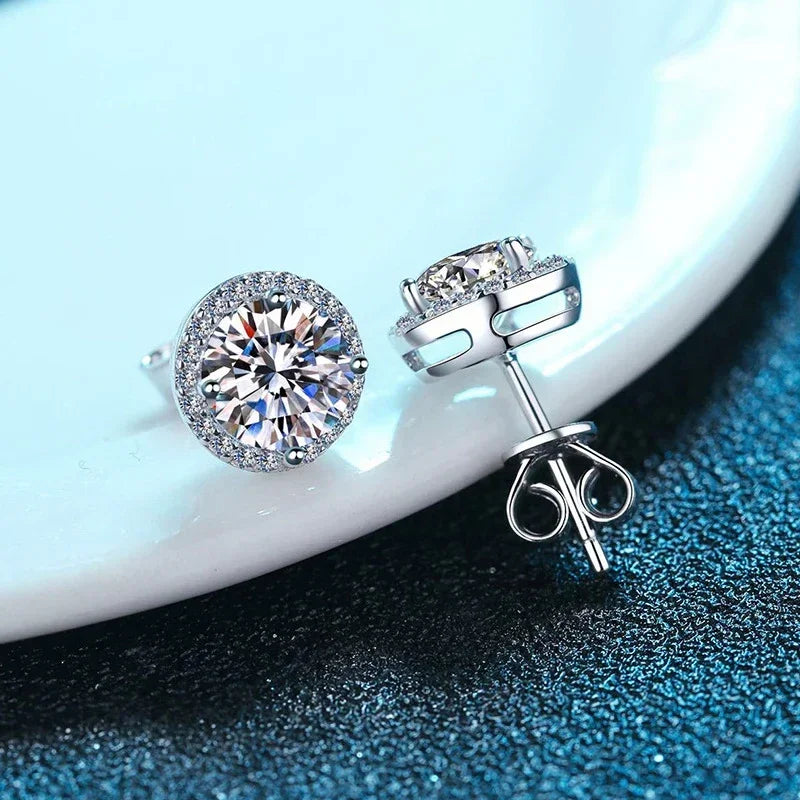 NeeTim Moissanite Ohrstecker für Damen 925 Sterling Silber Grün Blau Pink Rot Schwarz Blau Funkelnde Moissanite Ohrstecker