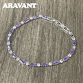 Aravant 925er Silber 18K Gold Amethyst Armband Kette für Damen Modeschmuck