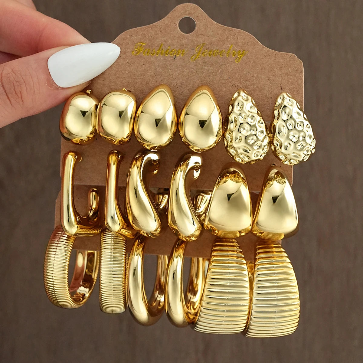 18tlg/Set Vintage Punk Wassertropfen Creolen für Damen Mode Gold Silber Farbe Überzogene CCB Ohrringe Täglicher Schmuck Neu