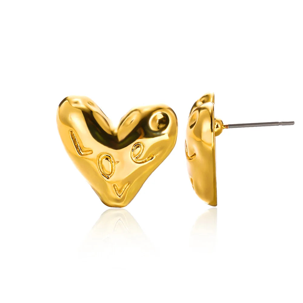 Gotische Herz-Ohrringe für Frauen, Edelstahl, goldene Liebes-Ohrringe, Hochzeitspaar, Piercing-Schmuck, Valentinstagsgeschenk сер
