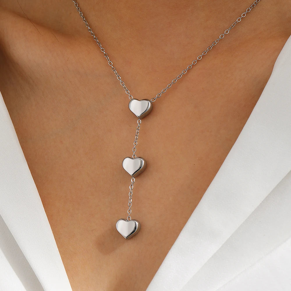 Edelstahlketten Klein Frisch Quaste Pfirsichherz-Anhänger Halskette für Frauen Schmuck Valentinstag Jubiläumsgeschenk Neu