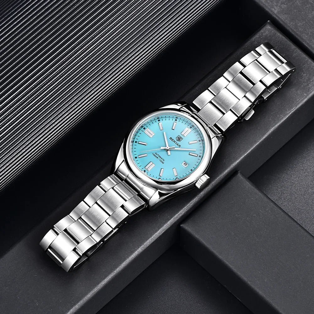 Nuevo reloj automático de lujo BENYAR, impermeable hasta 10ATM, de acero inoxidable, para hombre, relojes de pulsera mecánicos, reloj deportivo de buceo para hombre