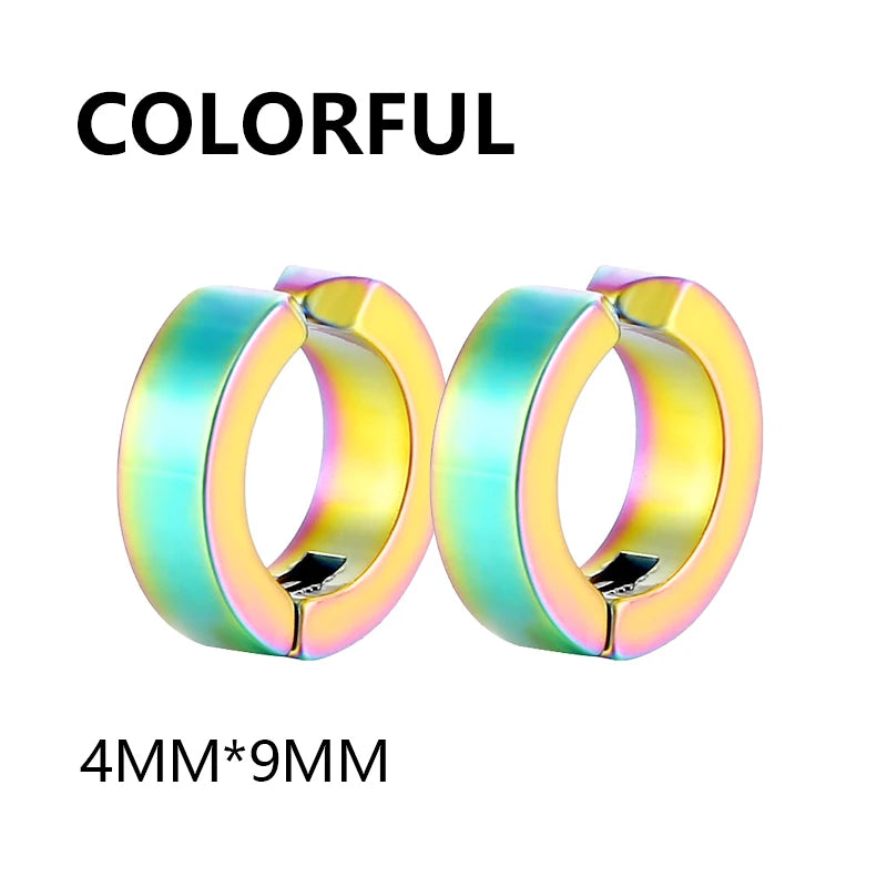 2 Stk. klassische koreanische Punk Edelstahl Ohrclips Ohrringe für Herren Damen Schwarz ohne Piercing Fake Ohrkreis Neuer Pop-Schmuck