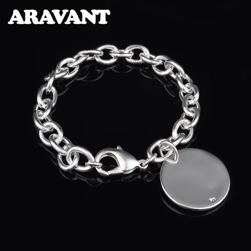 Aravant 925er Silber Runde Armbandketten für Frauen Mode Hochzeit Schmuck Accessoires