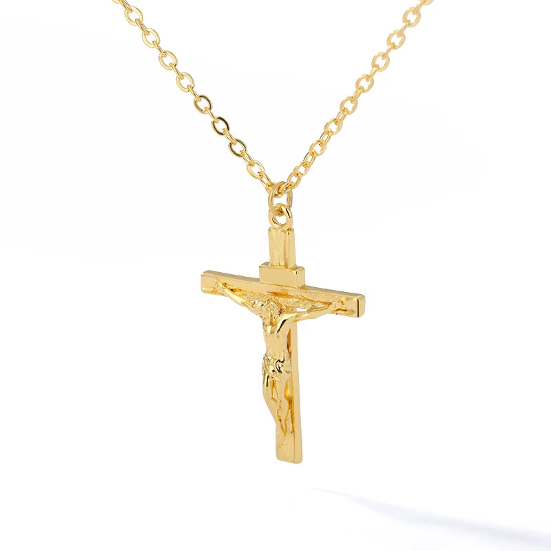 Cross Goddess Pendant Necklace for Women Stainless Steel 316L Gold Color Necklace 2025 New Party Jewelry Aesthetic Accessories