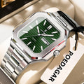 POEDAGAR Reloj de Pulsera Cuadrado de Moda para Hombre, Impermeable, Luminoso, Fecha, Semana, Cuarzo, para Hombre, Reloj de Lujo de Acero Inoxidable para Hombre, Reloj