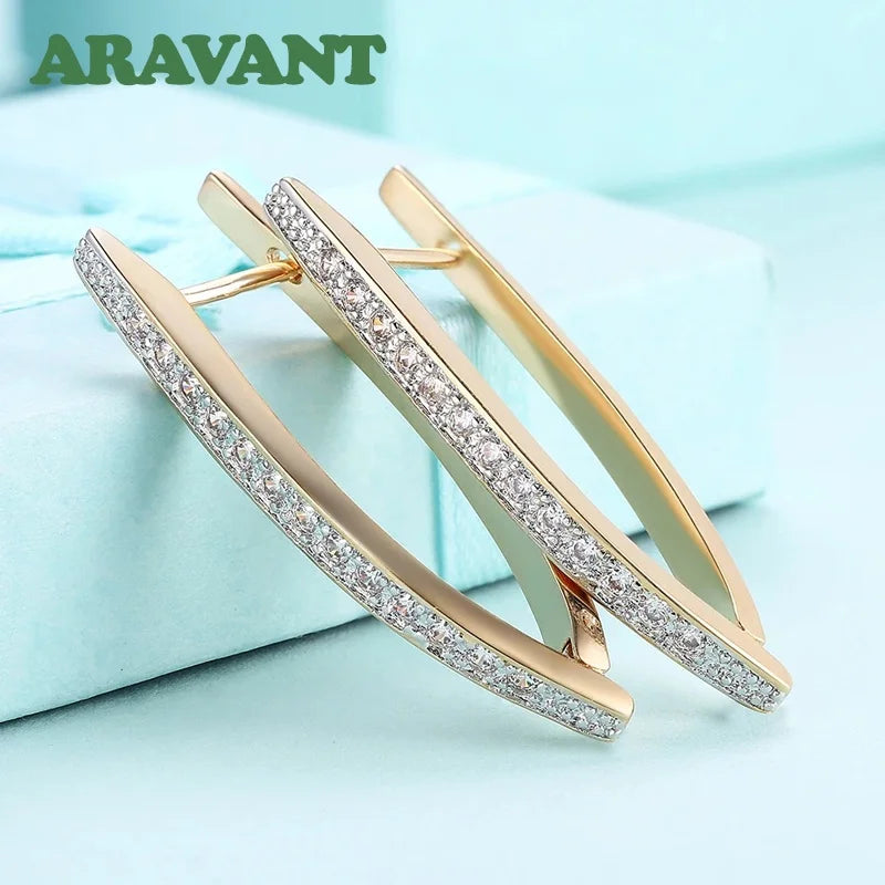 Aravant 925er Silber 18K Gold Hochzeit Kristall Ohrringe für Damen Mode Party Schmuck