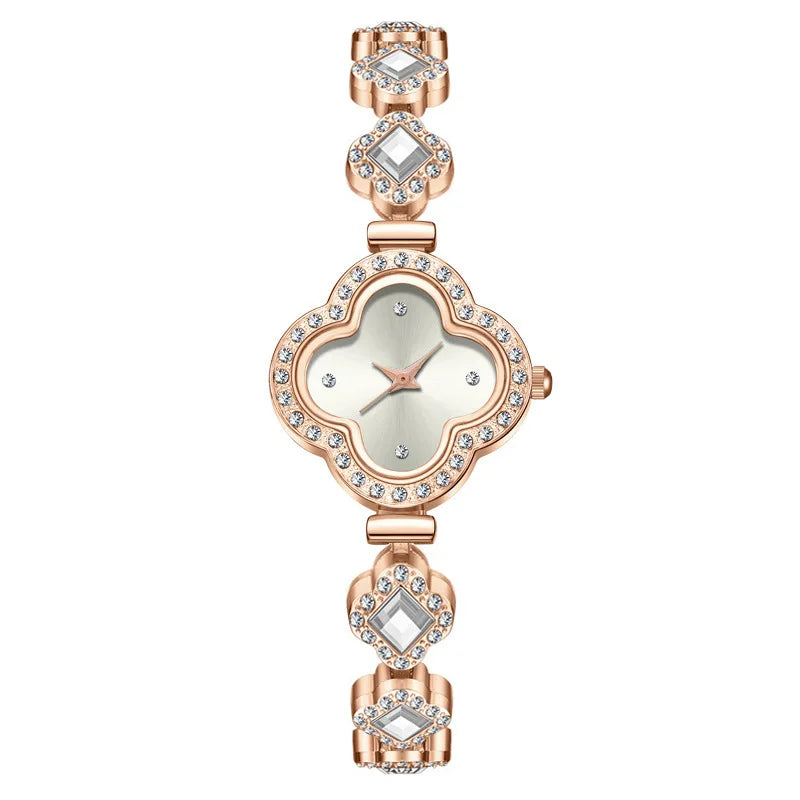 Klee-Armbanduhr mit Quarz- und Diamantintarsien, modische Damenuhr
