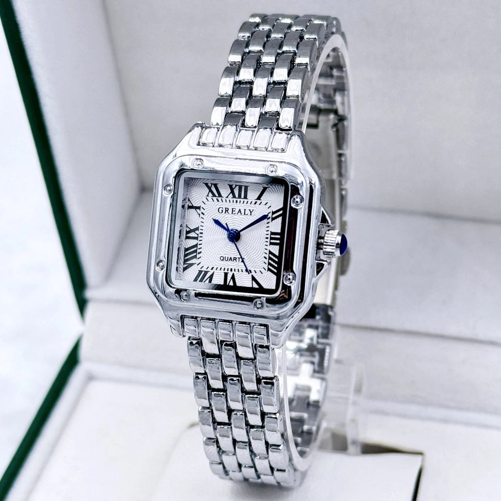 Neue Damenuhr Leichte Luxusmarke Business Gold Edelstahl Damenmode Quarzuhren Weibliche Uhr Armband Armbanduhr
